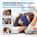 YFONG Weighted Sleep Mask, Women Men 3D Eye Mask Blocking Lights Sleeping Mask (4.2oz/120g), Pressure Relief Night Sleep Eye Mask with Adjustable Strap, Eye Cover Blindfold for Travel Nap Yoga, Blue