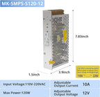MK-SMPS-S120-12 MAKERELE DC 120W Switching Power Supply Converter, AC 110V-220V to DC 12V Universal Regulated Switching, Transformer Driver Adapter 10A for Strip 3D Printer CCTV Camera Motor Pump