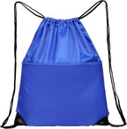 Drawstring Backpack Sports Water Resistant String Bag Sport Gym Sackpack for Women Men Large with Zipper, Royal