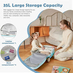 Kids Ride-on Luggage with Seat, 20 inch Carry On Suitcase, 2-in-1 Children's Luggage with Shockproof Silent Wheels and Guardrail for Airplane & Travels