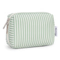 Narwey Small Striped Makeup Bag for Purse Mini Cosmetic Bag Travel Makeup Pouch Zipper Pouch Cute Make up Bags with Compartments for Women Girls (Mint Green Stripe, Small)