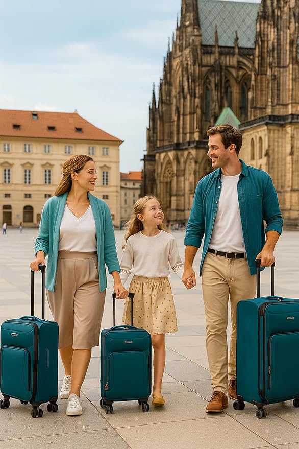 World Traveler Dejuno Jasper Lightweight Expandable Spinner Luggage, Green, 3-Piece Set(20in,24in,28in)