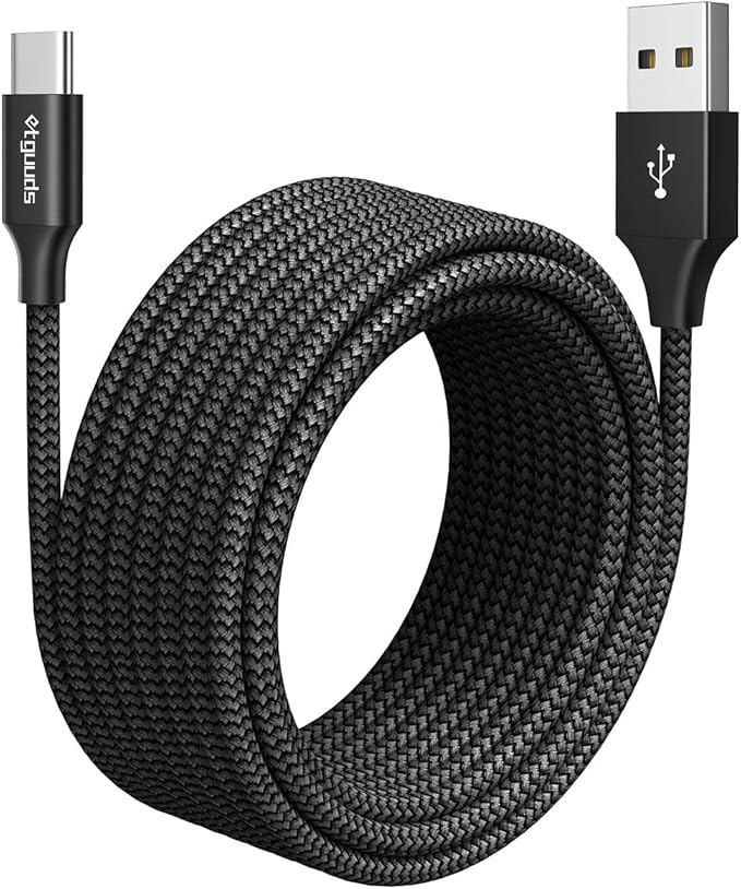 etguuds Long USB C Cable 12ft, 1-Pack, Braided USB A to USB C Charger Cable, Type C Charger Cord Fast Charging for iPhone 16 15 Series, Samsung Galaxy S25 S24 S23, Pixel, Switch and More