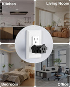 K KASONIC - 3-Outlet Grounding Adapter, Multiple Plug Outlet Extender, Power Splitter, [ETL Listed] Heavy-Duty Grounded Power Tap - 4 Pack, Black