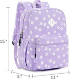 STEAMEDBUN Corduroy Kids Backpack for Girls Boys 3-8, Girls Backpack for Elementary Kindergarten - Purple Floral