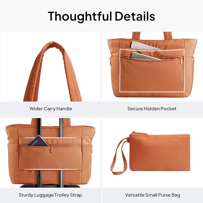 TOPEAST Tote Bag for Women Puffer Travel Carry On Bags with Laptop Compartment & Cup Holder Work Tote for Weekend Overnight