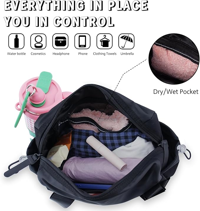 Mini Gym Bag for Women Mini Duffle Bag with Wet Compartment Waterproof, small gym bag for women, Cute Gym Tote Bag (Black)