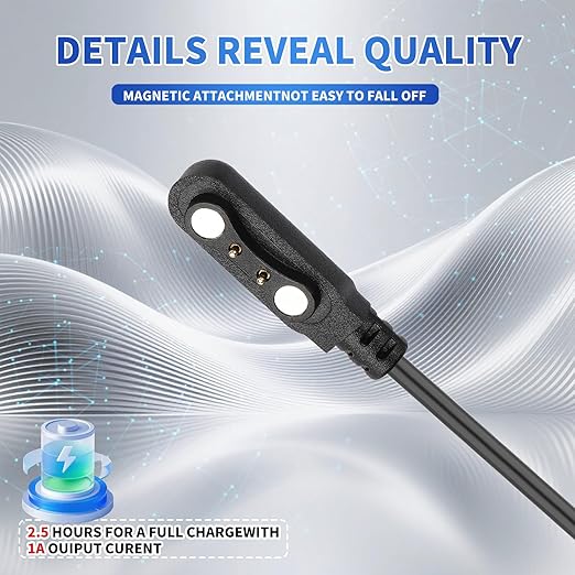 USB C for Smart Watch Charger Cable 2 Pin Cord,Replacement Charger for Smart Watch, Fitness Tracker, Charger Contact pin spacing Compatible 4mm (1)