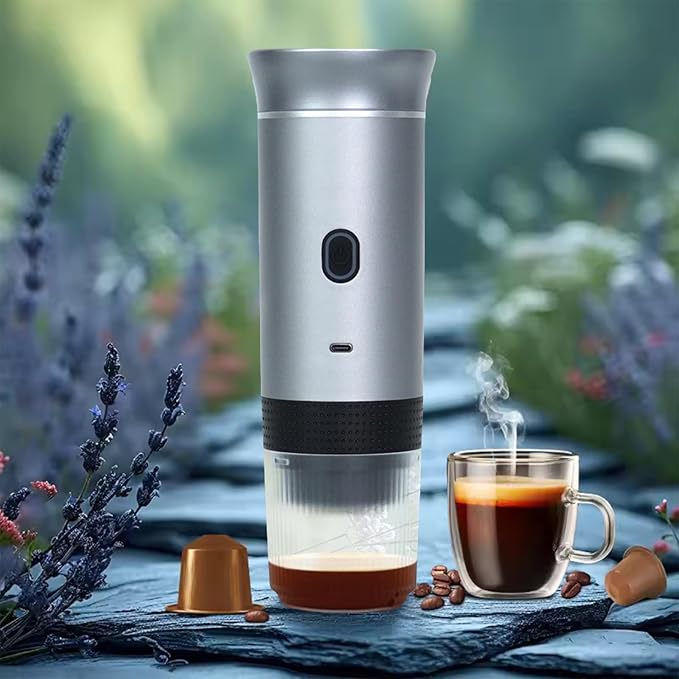 Portable Coffee Maker Espresso Machine for Camping Travel Nano Home Office Gym Car Coffee Maker, Self Heating & USB-C Rechargable