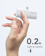 charmast Portable Charger USB C for iPhone 17/16/15, 5000mAh Fast Charging Power Bank with Built-in Type-C Connector, 20W Mini Battery Pack for iPhone 17/16/15 Series, Samsung S25/S24/S23, and More