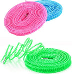 Foshine Clotheslines 3Pack Blue Pink Green 1.64ft Length Clothes Drying Rope Portable Windproof 5m Clothesline for Camping Travel Indoor Outdoor Laundry Clothes Line