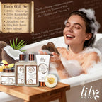 Gifts for Women and Men, Mothers Day Gift Basket for Mom, Bath and Body Gift Basket Set - 7Pcs Coconut Vanilla Spa Gift Basket Set | Christmas, Birthday, Gifts for Mom, Gift for Mom and Dad