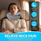 Travel Neck Pillow for Airplanes – 100% Memory Foam, 360° Head Support, Breathable & Washable Cover, Compact for Travel, Car & Flights
