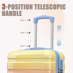 Kids Luggage Sets for Girls, 2 Piece Luggage Set, 20 Inch Rotating Wheel Suitcase with 14 Inch Cosmetic Case, Lightweight Hardshell Suitcase with 360° Spinner Wheels for Travel (Blue+Yellow)