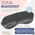 Blissy Silk Sleep Mask - Eye Sleeping Mask for Women & Men for Total Blackout - 100% Pure Mulberry Silk, 22 Momme 6a Fibers - Blindfold Sleep Mask Side Sleeper Eye Cover (Grey)