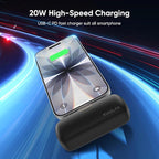 Kuulaa Portable Phone Charger with Built-in USB-C Plug, 5000mAh Mini Portable Charger Power Bank Small Battery Pack for iPhone 15/16/17 Samsung S24/S23 & Android (Black)