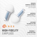 Vibes High Fidelity Ear Plugs - Invisible Earplugs for Music Concerts, Musicians, Motorcycles, Airplanes, Raves, and Work - Noise Reduction and Hearing Protection - Fits All Ears - Blue