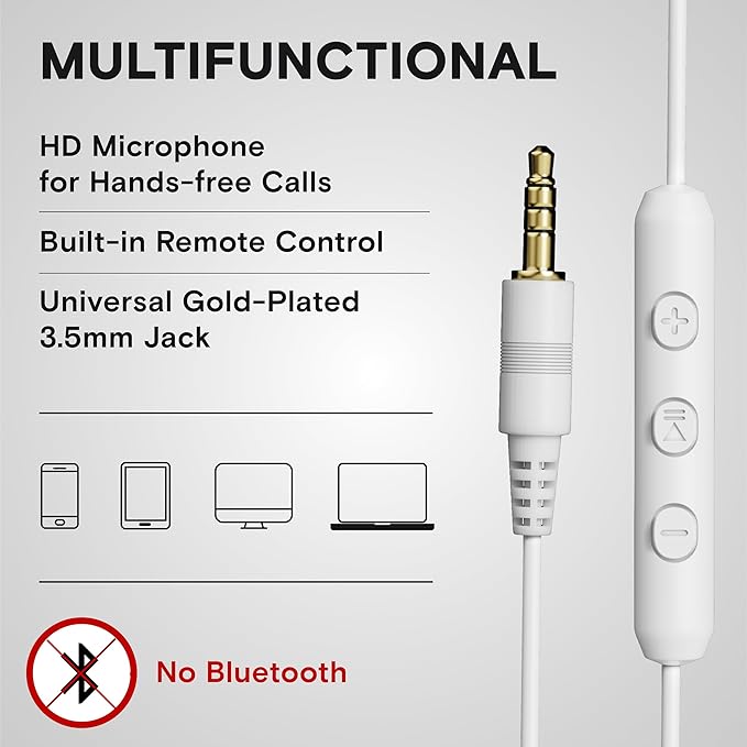 ARTIX CL750 Wired Headphones with Mic — Noise Isolating On-Ear Headphones for Computer and Laptop Wired, Plug in Corded Headphone with Wire (Foldable, Aux Jack 3.5mm)