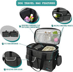 PetAmi Dog Travel Bag, Travel Pet Bag Organizer, Dog Food Travel Bag with Container Collapsible Bowls, Pet Travel Supplies Gift Accessories for Weekend Camping, Puppy Cat Diaper Bag, Charcoal Medium