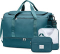 Large Travel Duffle Bag,Carry on Overnight Weekend Bag with Shoes Compartment,Weekender Bags for Women for Travel Business Trips Sport Hospital,3 Pcs Set,Peacock Blue
