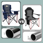 Colegence Oversized Folding Camping Chairs - 450 LBS Support Heavy Duty Camp Chair with Padded Cushion, Portable Outside Chairs with Carry Bag，Cooler, Cup Holder for Outdoor, Lawn, Sports - Blue
