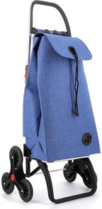 ROLSER I-Max Tweed 6 Wheel Stair Climber Foldable Shopping Trolley - Blue