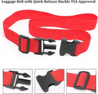 2 Pack Suitcase Straps, Bright Color Adjustable Luggage Belts, TSA Approved (Red)
