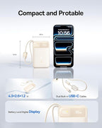 Baseus 20000mAh Compact Portable Charger 45W Built-in Dual USB-C Cables, Bundle for MagSafe Portable Charger, Qi2 Certified 15W Wireless Magnetic Power Bank 10000mAh with USB-C Cable 22.5W