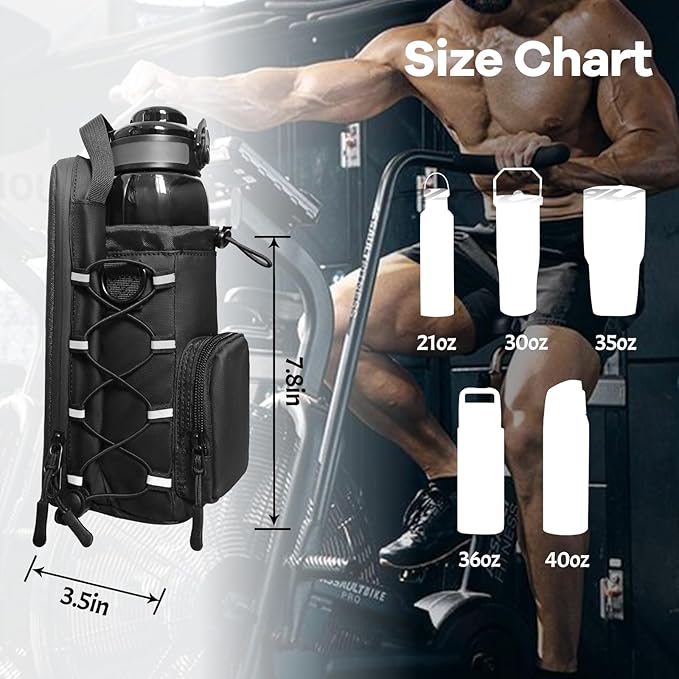 Magnetic Gym Bag for Men and Women, Magnetic Water Bottle Holder for Gym, Small Gym Bag, Gym Gifts for Women and Men (Black, <40 OZ)