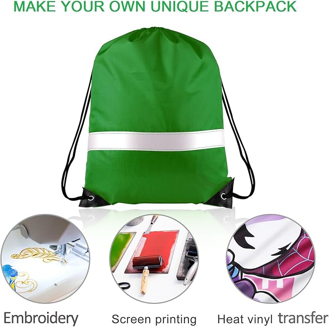 KUUQA 22 Pcs Drawstring Backpack Bag Bulk Reflective Backpack String Bags Cinch Sack Backpack for Team Yoga Sport Gym Traveling (11 Colors)