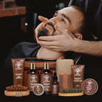 Fathers Day Spa Gift Set for Men - Luxuious 30-Piece Sandalwood Bath & Beard Gift Set for Men, Bath & Body Care Kit for Him with Beard Wax | Christmas, Valentines Day, Birthday, Gift for Father Dad