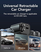 84W Upgraded Retractable Car Charger Adapter for iPhone 17,4 in 1 Fast Charging Car Phone Charger,USB C Car Truck Accessories,Road Trip Essentials Gift for Men for iPhone 17/16/15,Galaxy S26,Pixel 10