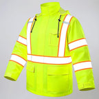High Vis Reflective Safety Rain Jacket for Men, Class 3 Hi Vis Rain Gear for Construction Workers (Yellow,4XL/5XL)