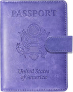 Sizobi Passport Holder for Travel, RFID Passport Cover Wallet for Women Men, Leather Passport Book Card Holder Case for International Travel Must Haves Accessories,Cruise Ship Essentials Gifts, Purple