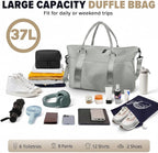 Travel Duffle Bag, Weekender Travel Bag Men Small Gym Bag for Women, Hospital Bag for Labor and Delivery, Overnight Bag Luggage Bag with Trolley Sleeve, Airplane Travel Essentials for Flying(Grey)
