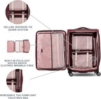 Travelpro Platinum Elite Softside Expandable Checked Luggage, 8 Wheel Spinner Suitcase, TSA Lock, Men and Women, Bordeaux Red, Checked Medium 25-Inch