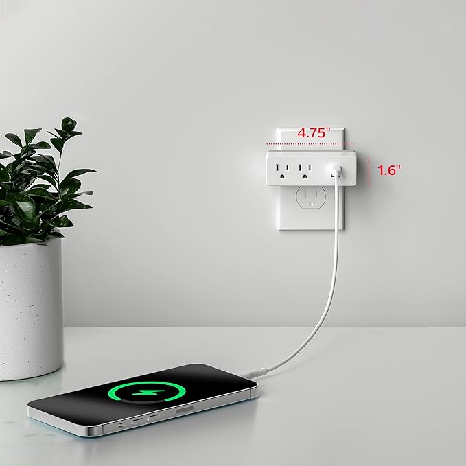 Energizer 2 Packs of 4 Device Fast Charging Multi Plug Wall Outlet Extender (2) AC Power Outlets (1) 20W PD Type C Port (1) 18W USB A Port Power Strip Expander Outlet Splitter Plug in Adapter