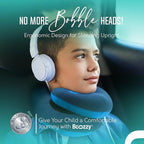 BCOZZY Kids Chin Supporting Travel Pillow for Ages 8–12- Patented Soft Neck Pillow for Head and Chin Support in Car Seat and Airplane. Comfortable Travel Essential. Medium Size, Bag, Light Purple