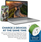 OREI Australia, New Zealand, China Power Plug Adapter with 2 USA Inputs - Travel 3 Pack - Type I (US-16) Safe Grounded Use with Cell Phones, Laptop, Camera Chargers, CPAP, and More