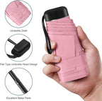 Compact Travel Umbrella with Case - Mini Umbrella for Purse, Small Lightweight &Tiny Design Perfect for Parasol Outdoor Sun&Rain Umbrellas