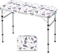 Yriuat Folding Camping Table 3ft Portable Pinic Table Adjustable Height Small Card Table Aluminum Foldable Lightweight with Carry Handle for Outdoor Indoor Hiking Camp BBQ Beach (Misty Lilac)