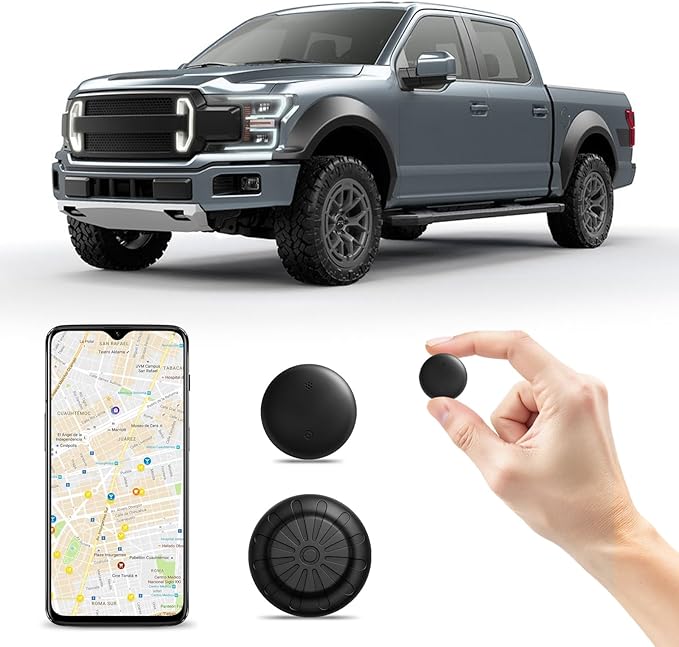 Mini GPS Tracker for Vehicles (Universally for Android & iOS), Hidden Car Location Tracker w/Magnetic Case, Item Finder for Google Find Hub & iOS Find My No Monthly Fees, Black