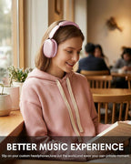Wentronic Y02 Active Noise Cancelling Headphones, Wireless Over-Ear Bluetooth 5.4 Headphones, Multiple Modes, 60H Playtime, Hi-Res Audio, Big Bass, Foldable Lightweight for Travel Home Office, Pink