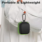Square Earbud Case Portable EVA Carrying Case Storage Bag Cell Phone Accessories Organizer with Carabiner for Earphone, Earbud, Earpieces, SD Memory Card, Camera Chips, Tech Pouch, Green