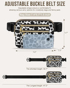 Capolo Fanny Packs for Women Fashion Waist Packs Bag with Adjustable Strap and 4 Zipper Pockets Waterproof Everywhere Crossbody Belt Bag for Workout Running Travelling(Cow Print)