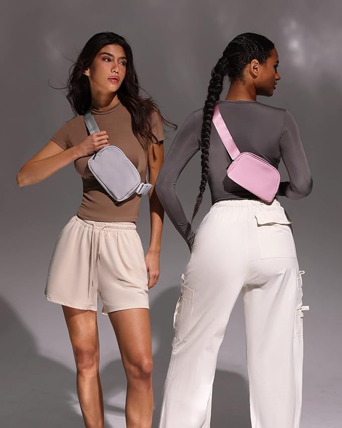 YOSHUYUKI Fanny Pack Crossbody Bag Trendy Waterproof Small Sling Cross Body Purse for Women Men Fashion Waist Packs Mini Belt Pouch Chest Bum Hip Bag Lulu Dupes for Travel Vacation Running Ash