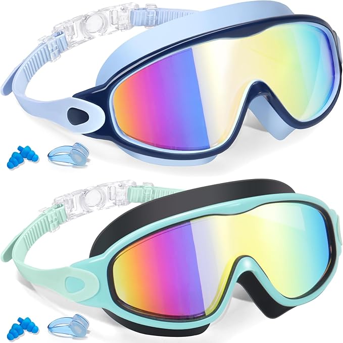 Keary 2 Pack Kids Swim Goggles for 3-15 UV Protection Anti-Fog Pool Water Swimming Goggles For Boys Girls Youth Toddler