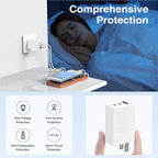 65W Super Fast Charging USB C for iPhone 17 16 Pro Max,3 Port 100W USB C Charger Block & 3/6/6/10FT Braided Type C Cord for iPhone 17 16 Pro,iPhone 15 ProMax,for Samsung S26 Ultra/MacBook Air-Orange