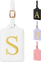 Personalized Initial Luggage Tags for Suitcase TSA Approved, White Leather Cute Luggage Tag with Privacy Cover Name Card, Embroidered Custom Luggage Tags Travel Baggage Tags Gifts for Women Kids(S)