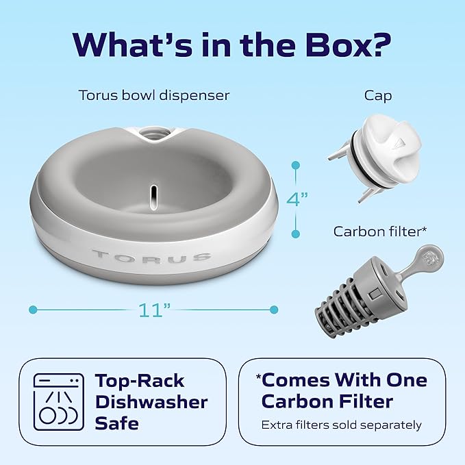 Maxi Filtered Dog Water Bowl, 2L/68oz — No Power or Batteries Needed, Auto-Refill, No Spill, Portable Travel Lock, Carbon Filter, BPA-Free, Dogs & Cats